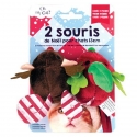 Lot de 2 souris de Noël en peluche pour chats